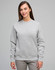 A grey crew fleece sweatshirt with long sleeves and a round neckline, featuring a subtle logo.
