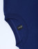 A navy blue crew fleece jumper with a round neckline and a logo tag inside the collar area.