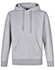 A grey adult's hoodie with a close front, contrast detailing, and a kangaroo pocket. Features a logo.
