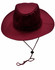 A maroon slouch hat with a wide brim and adjustable break-away clip. It features ventilation holes and a chin strap.