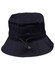 A navy bucket hat with a toggle adjuster, featuring a wide brim for added sun protection.