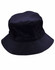 A black bucket hat with a toggle and a wide brim, featuring a small logo.