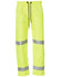 Hi-Vis yellow safety pants featuring reflective 3M tape, designed for high visibility and safety.
