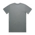 A plain grey t-shirt featuring a crew neck and short sleeves, with a branding logo on the label.