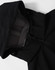 A black men's softshell full zip hoodie featuring a hood and zipped front. It has a logo on the fabric.