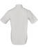 A short-sleeved button-up shirt in light grey with a striped design and a brand logo.