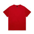 A red heavy tee t-shirt with short sleeves and a brand logo on the label.
