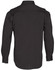A black long sleeve military shirt featuring a button-up design and shoulder epaulets, with a logo on the sleeve.