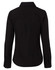 A black women's long-sleeve button-up shirt featuring a classic collar and fitted design. Includes branding.