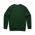A green jumper with a simple design and raglan sleeves, featuring a logo on the back.