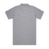 A grey polo shirt featuring a collar and short sleeves, with a logo on the front. The back is plain.