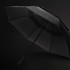 A 76cm black storm umbrella with a sturdy frame and a handle, featuring a branded logo.