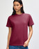 A maroon heavyweight cotton unisex T-shirt with short sleeves and a simple design. It has a logo on the chest.