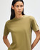 A heavyweight cotton unisex t-shirt in olive green, featuring a relaxed fit and short sleeves.