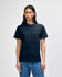 A unisex heavyweight cotton t-shirt in black, displayed on a model with straight black hair, paired with blue jeans.