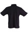 A black unisex traditional polo shirt with a collar and short sleeves, featuring a logo.