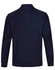 A navy unisex long sleeve polo shirt made from poly/cotton pique fabric, featuring a collar and cuffs.