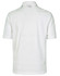 A white men's polo shirt with a classic collar and short sleeves, featuring a logo on the back.