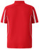 A red polo shirt with white detailing and a logo on the back. Designed for a casual, stylish look.
