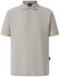 A light grey polo shirt with a classic collar and three-button placket, featuring a logo on the side.