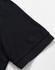 A black polo shirt with a solid design, featuring short sleeves and a classic collar. Includes a logo.