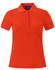 An orange Ladies' Connection Polo shirt with a classic collar and rolled sleeves, featuring a branding logo.