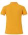 A women's yellow polo shirt with a back view and a small logo at the hem.