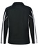 A black long sleeve polo shirt with white racing stripes on the sides and a collar. It features a logo.
