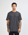 A unisex fine jersey short sleeve T-shirt in dark grey, featuring a simple design and a logo.