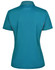 A teal ladies' polo shirt with short sleeves, featuring a contrasting trim and a logo.