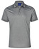 A grey short sleeve polo shirt featuring a subtle design and a logo on the collar.