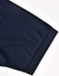 A navy blue men's sustainable poly/cotton polo shirt showcasing the cuff detail with a logo.