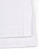 A white sustainable poly/cotton polo shirt with a folded sleeve, showcasing the fabric texture and stitching details.