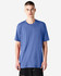 A unisex CVC short sleeve t-shirt in a vibrant blue colour, featuring a simple design and loose fit.