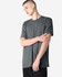 A grey unisex CVC short sleeve t-shirt displayed on a model with a neutral background.