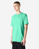 A unisex short sleeve t-shirt in a vibrant mint green colour, featuring a logo on the front.