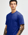Unisex CVC short sleeve t-shirt in a vibrant blue colour, featuring a logo on the front.