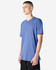 A unisex short sleeve t-shirt in a vibrant blue colour, featuring a simple design and a logo on the front.