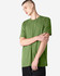 A unisex short sleeve T-shirt in olive green, featuring a simple design and no visible logos.