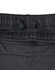 A pair of black bamboo charcoal sports shorts featuring a textured waistband with drawstring loops.