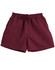 Burgundy kids' microfibre shorts with an elastic waistband and drawstring. Features side pockets and a branding logo.