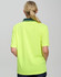 A bright yellow short-sleeve safety polo shirt featuring a contrasting collar and a logo on the back.