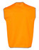 An orange Hi-Vis safety vest with grey trim, featuring a simple design and no sleeves.