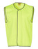 A hi-vis safety vest in bright yellow with grey trim, featuring a sleeveless design and a logo.