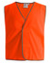 An orange Hi-Vis safety vest with grey detailing and a wrap design, featuring a logo on the label.