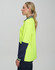 A long-sleeve safety polo shirt in hi-vis yellow and navy, featuring a collar and a logo.