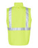 A bright yellow reversible safety vest featuring reflective hoop pattern 3M tapes on the back. It has a logo.