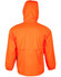 An orange hi-vis spray jacket with a hood, featuring elastic cuffs and a back vent, and includes a logo.