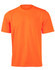 A bright orange short-sleeved safety tee featuring a logo, made from Cooldry Hi-Vis material.