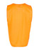 An orange safety vest with a sleeveless design, featuring an ID pocket and a logo.